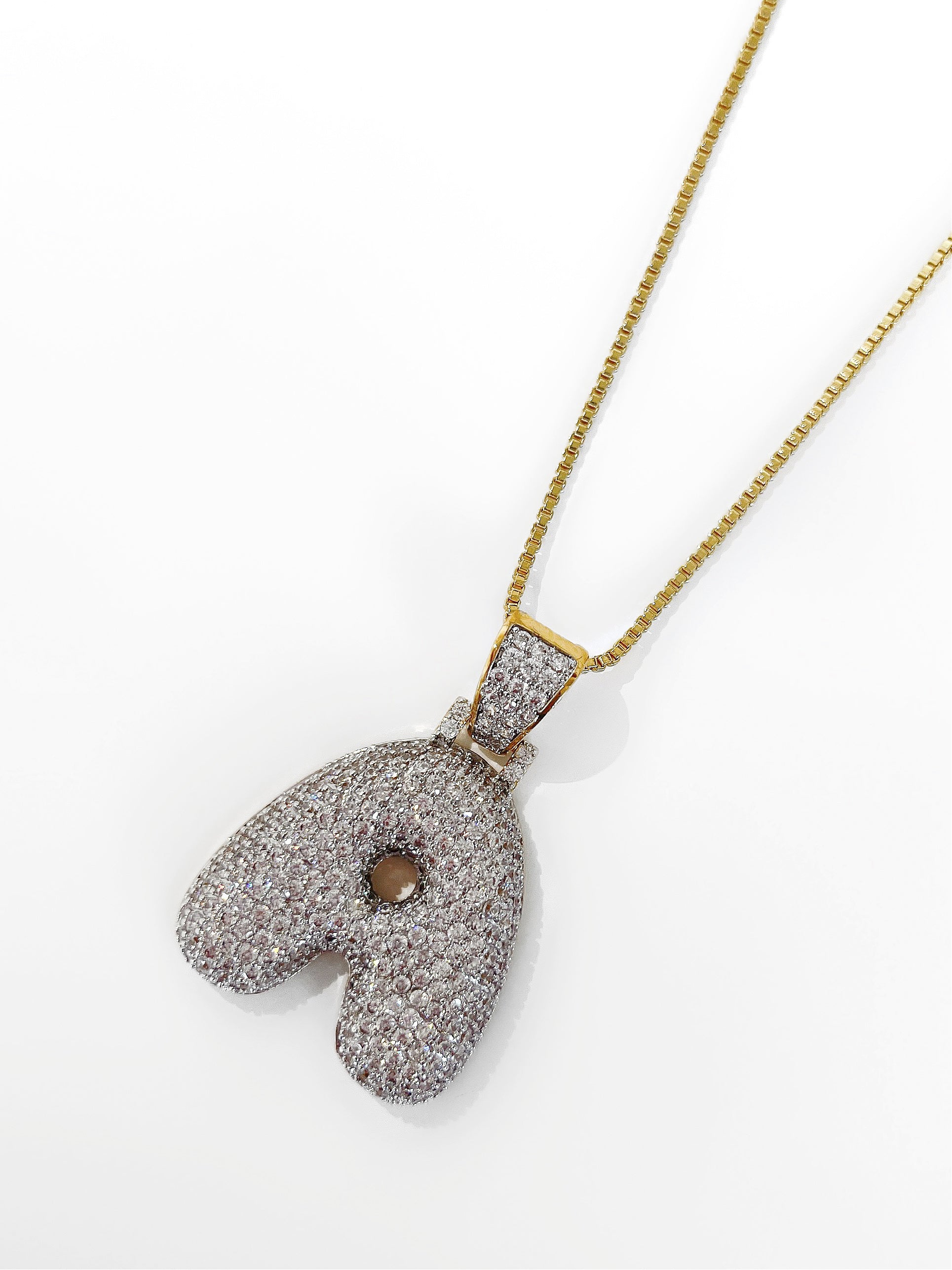 Diamond Bubble Letter Necklace in 18K Gold Vermeil - MYKA